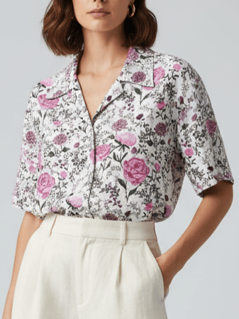 شومیز زنانه آستین کوتاه طرح گل‌دار